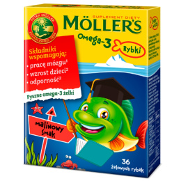Mollers Omega-3 Rybki malinowe, 36 żelek