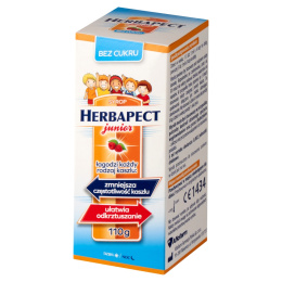 Herbapect Junior bez cukru, syrop malinowy, 110 g