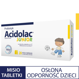Acidolac Junior, biała czekolada, 20 misio-tabletek