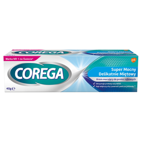 Corega Super Mocny, krem mocujący, delikatnie miętowy, 40 g