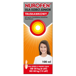 Nurofen dla Dzieci Junior, truskawkowy, 40 mg/5 ml, 100 ml