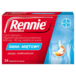 Rennie miętowe, 24 tabletki do ssania