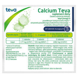 Calcium Teva bezsmakowe, 14 tabletek musujących