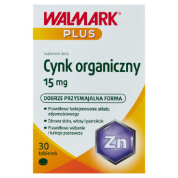 Cynk organiczny, 15 mg, 30 tabletek, Walmark