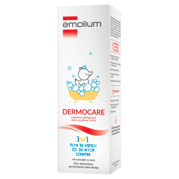 Emolium Dermocare, 3w1, płyn do kąpieli, żel do mycia, szampon, 400 ml