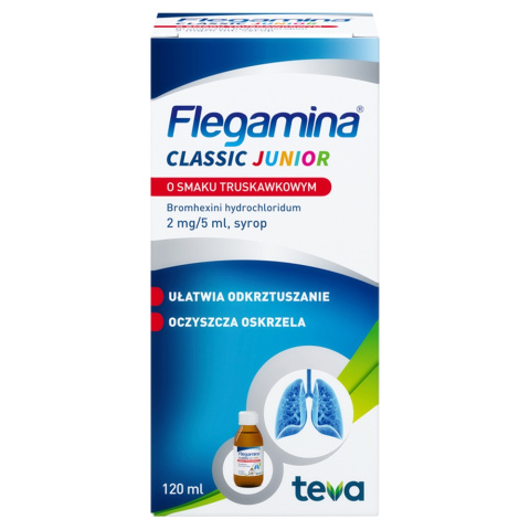 Flegamina Junior truskawkowa, syrop, 120 ml