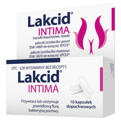 Lakcid Intima, 10 kapsułek, probiotyk dopochwowy, lek bez recepty