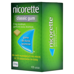 Nicorette Classic Gum, 2 mg, 105 sztuk