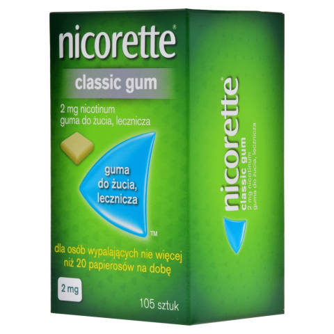 Nicorette Classic Gum, 2 mg, 15 sztuk, 1 listek