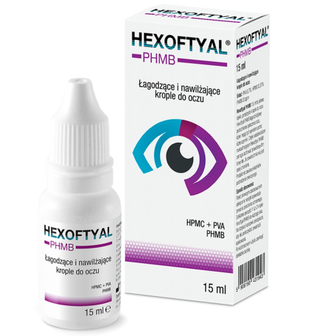 Hexoftyal PHMB, Łagodzące i nawilżające krople do oczu, 15 ml