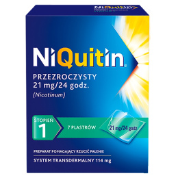 NiQuitin 1 stopień, 21 mg/24 godziny, 7 plastrów
