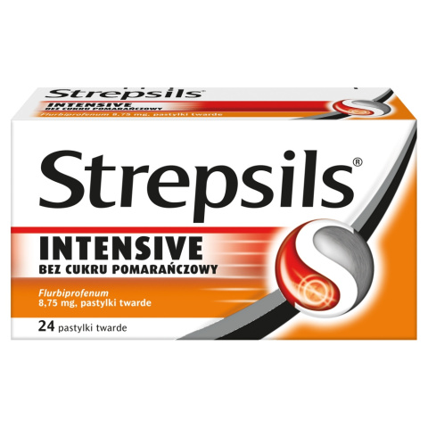 Strepsils Intensive bez cukru, smak pomarańczowy, 24 pastylki