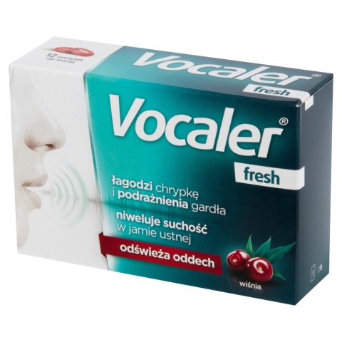 Vocaler Fresh, 12 pastylek, smak wiśniowy