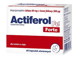 ActiFerol Fe Forte, żelazo 30 mg + kwas foliowy, 60 kapsułek