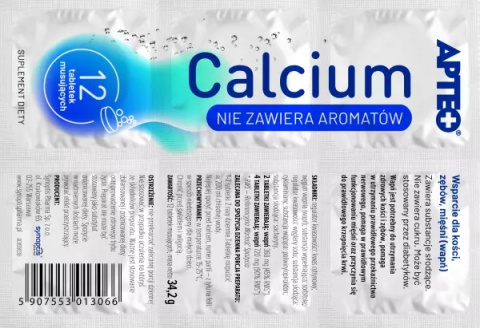 Calcium w folii bezsmakowe Apteo, 12 tabletek musujących