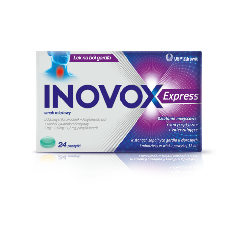 Inovox Express, miętowy, 24 pastylki do ssania