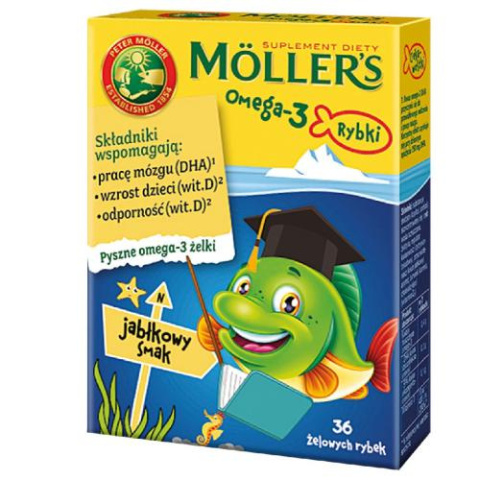 Mollers Omega 3 Rybki jabłkowe, 36 żelek