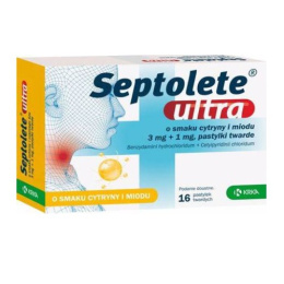 Septolete Ultra, smak cytryna i miód, 16 pastylek