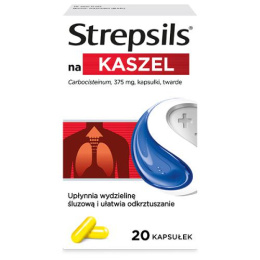 Strepsils na kaszel mokry, 375 mg, 20 kapsułek