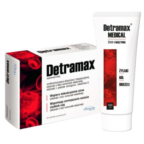 Detramax zestaw , 60 tabletek + Detramax żel do nóg