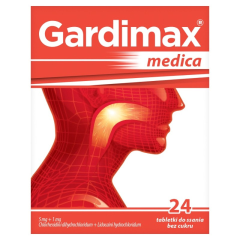 Gardimax Medica tabletki do ssania , na ból gardła , 24 tabletki