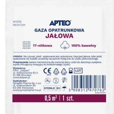 Gaza opatrunkowa jałowa 0,5 m2 , Apteo Care , 1 sztuk