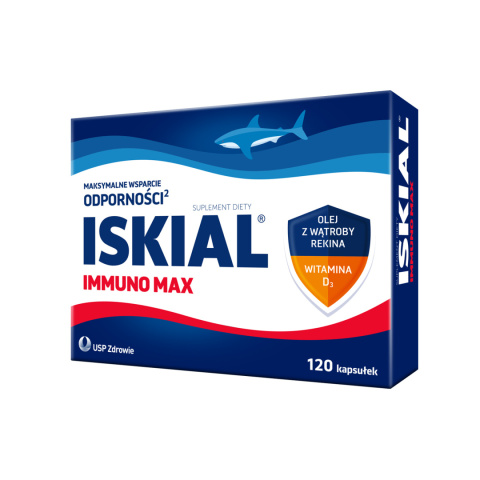 Iskial Immuno Max, olej z wątroby rekina z witaminą D, 120 kapsułek