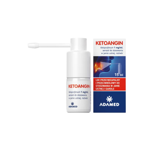 Ketoangin , aerozol do stosowania w jamie ustnej 1 mg/ml , butelka 15 ml