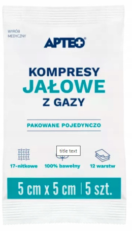 Kompresy jałowe , 5 cm x 5 cm , APTEO 3 sztuki