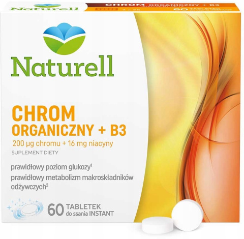 Naturell Chrom Organiczny + B3 , tabletki do ssania , 60 szt