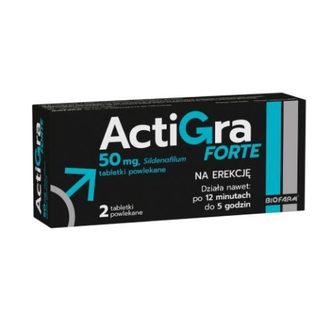 Actigra Forte , 50 mg tabletki powlekane , 2 tabletki